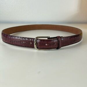 Bill Blass Belt Croc-Embossed Leather with Silver Tone Buckle Size 38